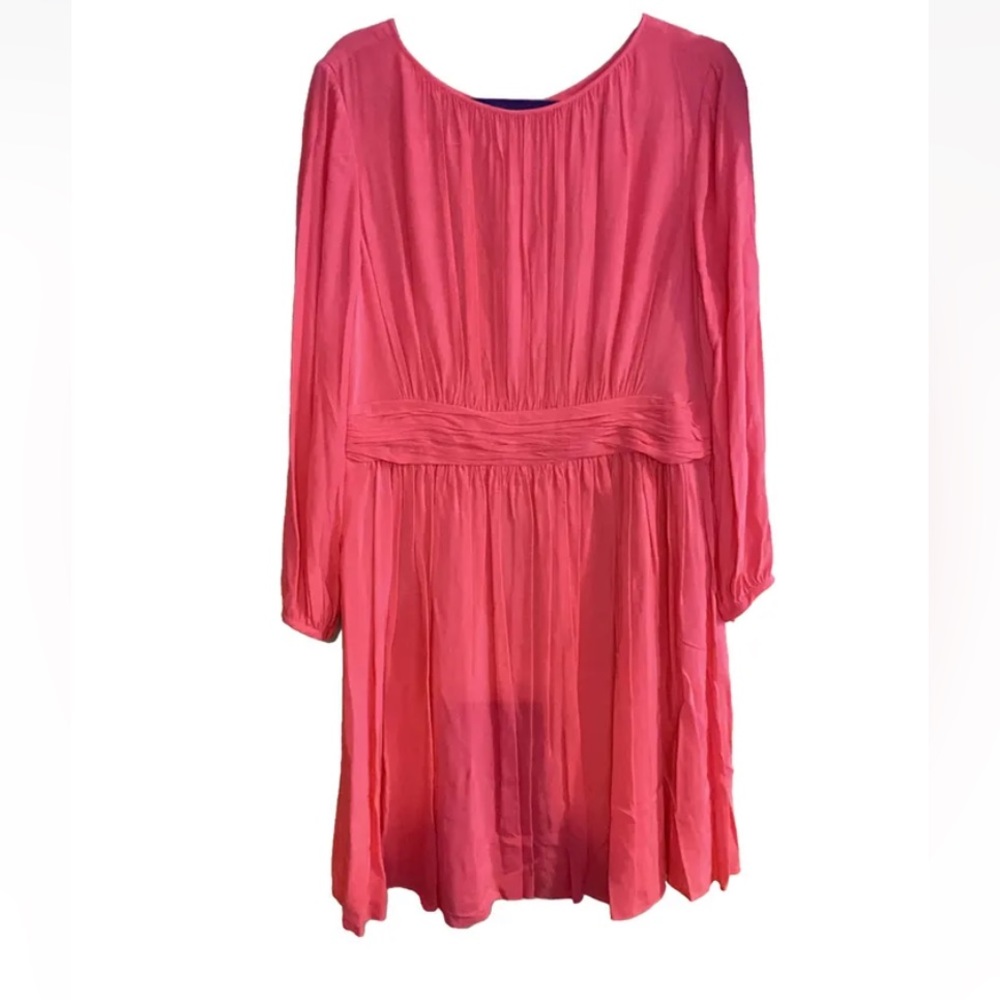 Boden Selina a line dress ruched pink long sleeve 14